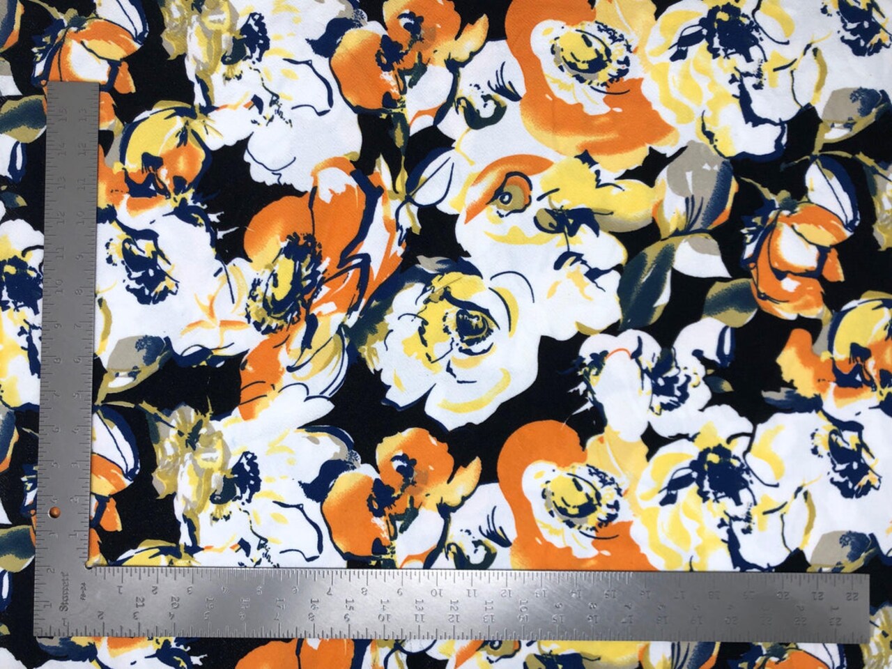 1 Yard Stretch Liverpool Knit Floral Print Fabric for Dresses, Head Wraps, Apparel Width 58-60 Inches